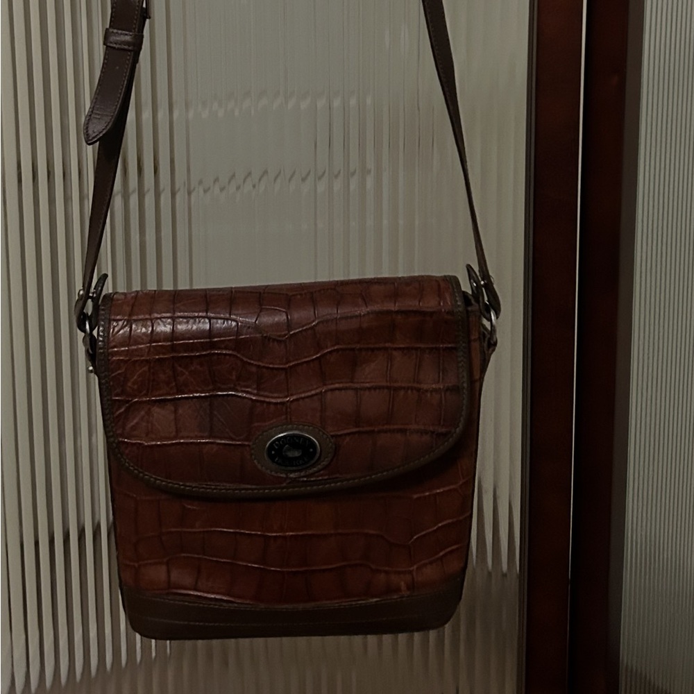Dooney & Bourke Brown Crocodile-Embossed Messenger Bag - Picture 2 of 10